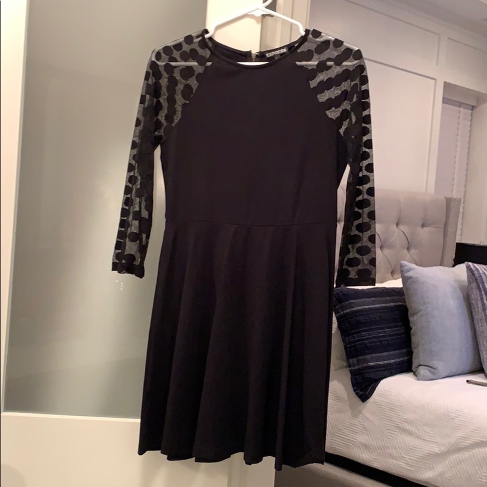 Express polka dot sleeve skater dress
